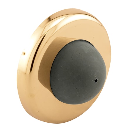 Prime-Line Door Wall Stop, 2-1/2 in., Rubber Bumper, Polished Brass Single Pack MP4550-1
